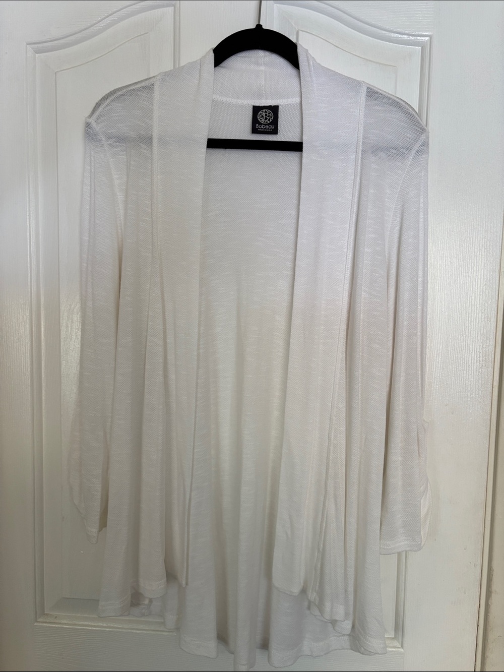 bobeau White Sheer Open Cardigan